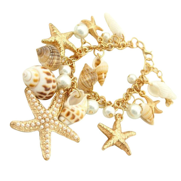 Starfish Conch Shell Bracelet Elements Bullactaexarata Bracelet Bangle Fine Jewerly For Women Girl 2017 New Fashion