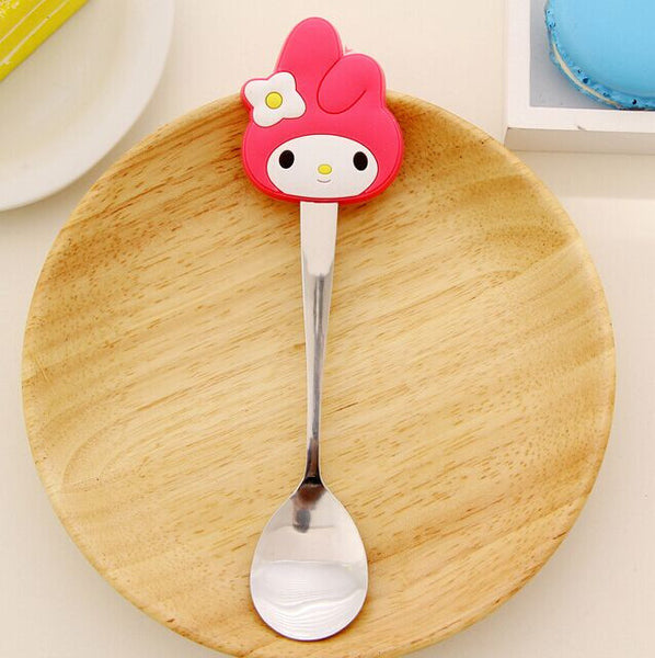 Kawaii 9Designs- Hello Kitty , Chi's Cat Etc. Spoon Kitchen toy set , Baby Kid's Dining Spoon , Stainless Salad Ice Cream Spoon