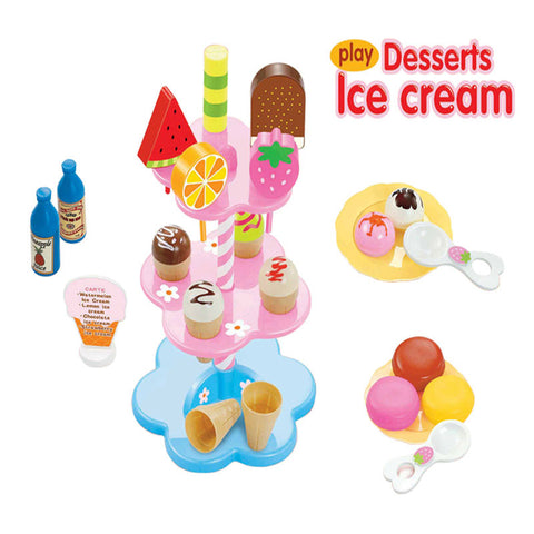 Hot! Kids Food Pretend Play Toy Set Sweet Treats Colorful Ice Cream Dessert Tower