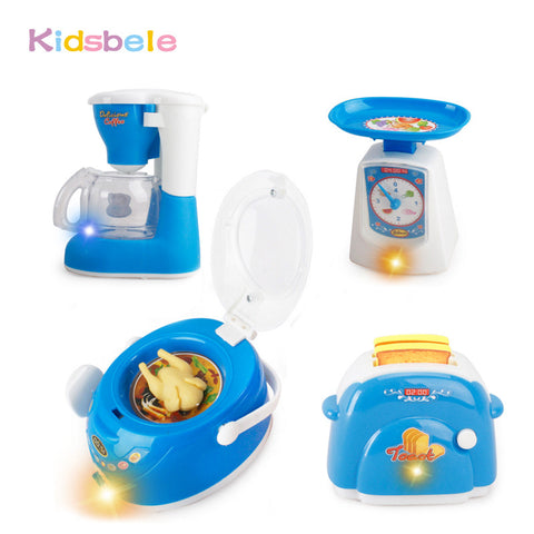 Toys For Children Pretend Play Mini Kitchen Set Cooking Toys Electronic Simulation Microwave Ovens Coffee Machine Kids Toys