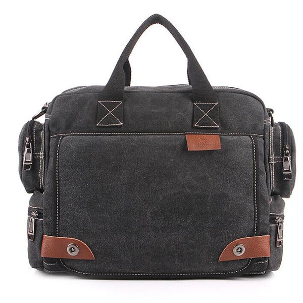 solid color black Khaki Casual Vintage Multifunction trunk Men's Canvas travel crossbody Shoulder Messenger Bag handbag for men