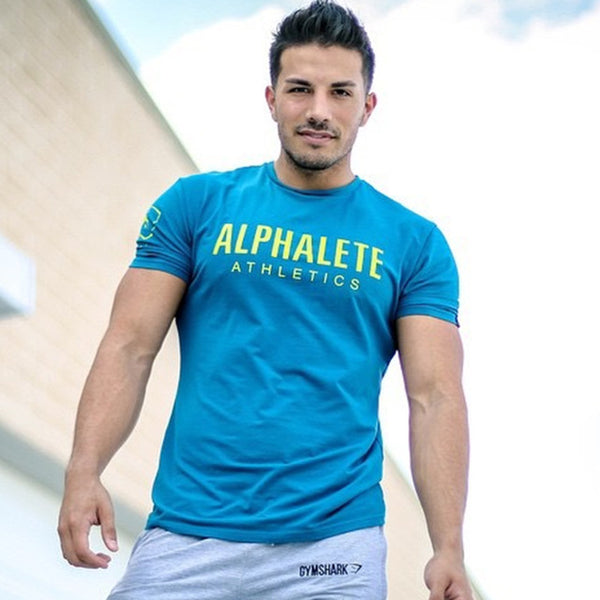 2017 summer New mens gyms T shirt Crossfit Fitness Bodybuilding Shirts Printed Fashion Male Short cotton clothing Brand Tee Tops