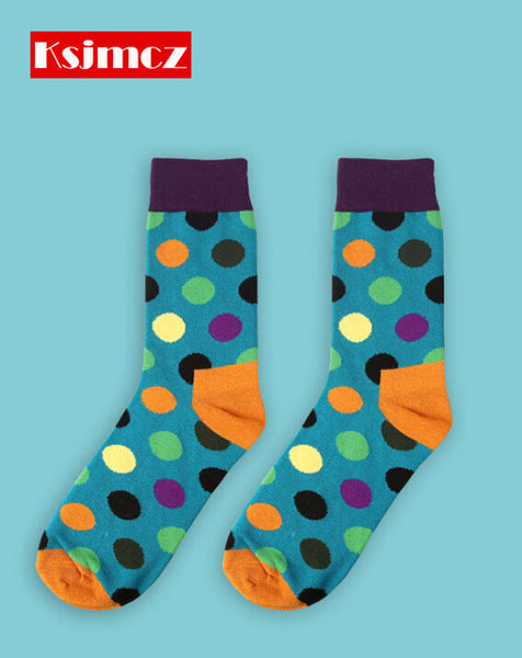 1 Pair  KSJMCZ Brand Happy Socks Wave Point British Style Men's Cotton Long Socks 8 Colors