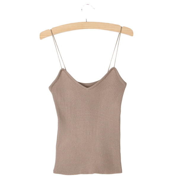 Hot Knit Tank Tops Women Camisole Vest Simple Stretchable V Neck Slim Sexy Straps Tank-448E