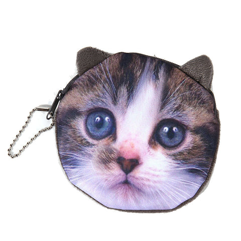NEW Printed   Cat Face Zipper Coin purse  wallet  bag  coin pouch children's purse women coin wallet