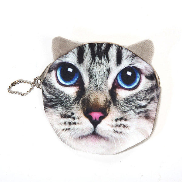 NEW Printed   Cat Face Zipper Coin purse  wallet  bag  coin pouch children's purse women coin wallet