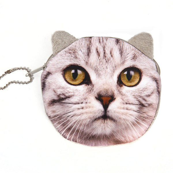 NEW Printed   Cat Face Zipper Coin purse  wallet  bag  coin pouch children's purse women coin wallet