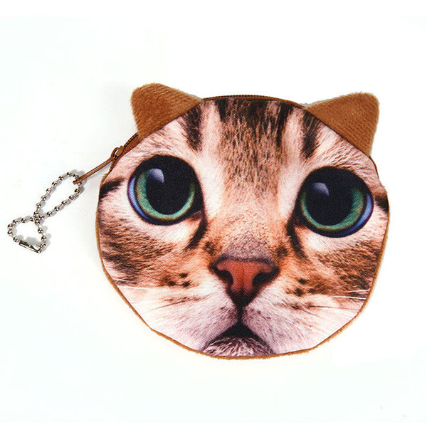 NEW Printed   Cat Face Zipper Coin purse  wallet  bag  coin pouch children's purse women coin wallet