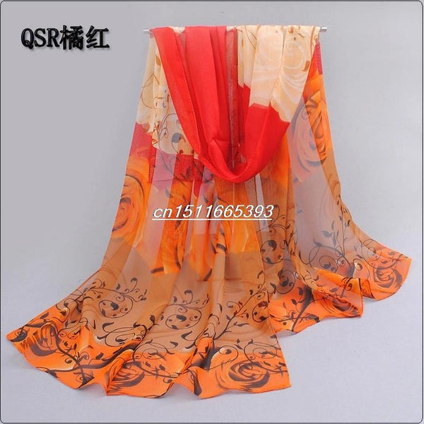 new 2017 cotton scarf han flowers roses and scarves Quality goods printed chiffon polyester scarves hot sell Beach silk scarf