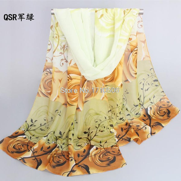 new 2017 cotton scarf han flowers roses and scarves Quality goods printed chiffon polyester scarves hot sell Beach silk scarf