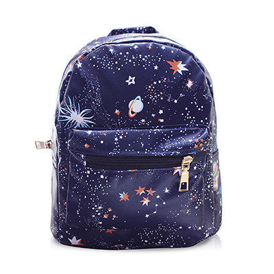 Fashion Star Universe Space Printing Backpack Black School Bags For Teenage Girls Small Backpack Women Leather Mochila Escolar