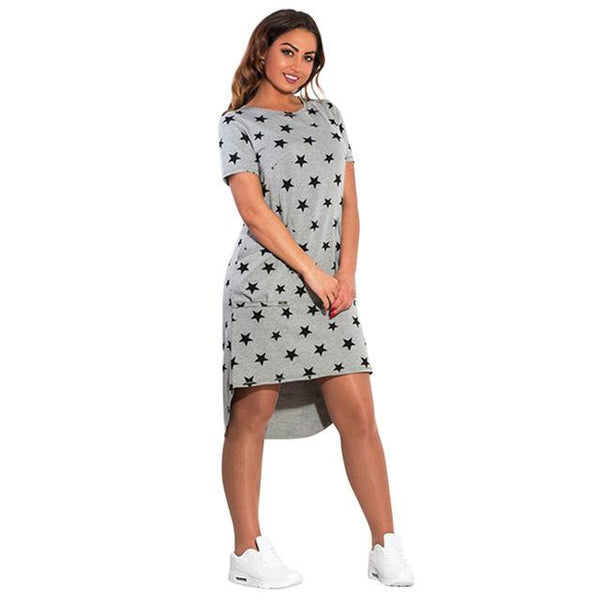2017 Sakazy Women Plus Size Casual Dress Summer Fashion Loose Printed Short Sleeve O-neck Dress Vestidos Pocket Maxi Size L-6xl