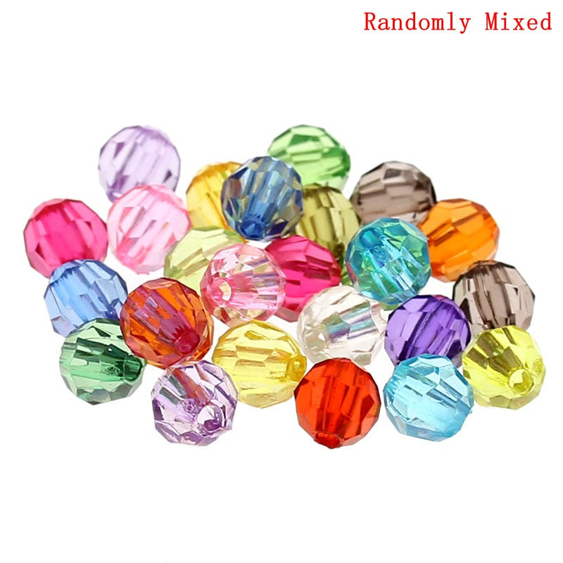 DoreenBeads 500PCs Mixed Acrylic Faceted Round Spacer Beads 6mm(2/8") Dia.(B21782), yiwu