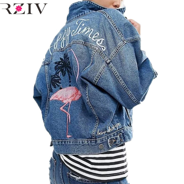 RZIV 2017 spring female jean jacket casual double pocket decorated denim jacket clothing embroidery women jacket coat