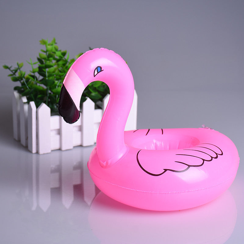 1PCS Mini Flamingo Floating Inflatable Drink Can Cell Phone Holder Stand Pool Swimming Bath Party  Kids Float Toys