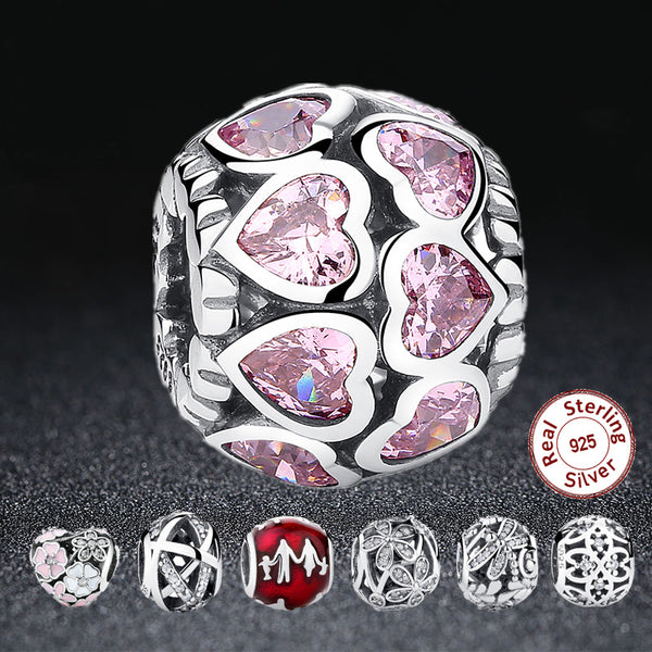 925 Sterling Silver Love All Around CZ Beads Fit Pandora Charm Silver 925 Bracelet Beads & Jewelry Making WEUS065