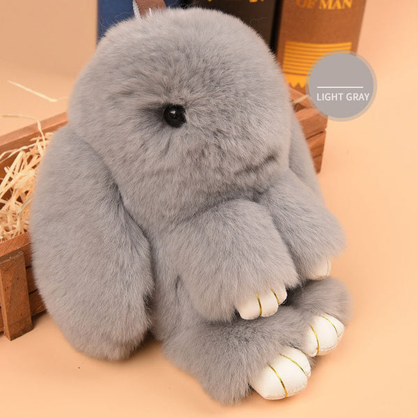 XINYAO 2017 14cm Cute Fluffy Bunny Key Chain Women Fur Pom Poms Rabbit Keychain Bag Charm Key Ring Ball Toy Doll Car Keyrings