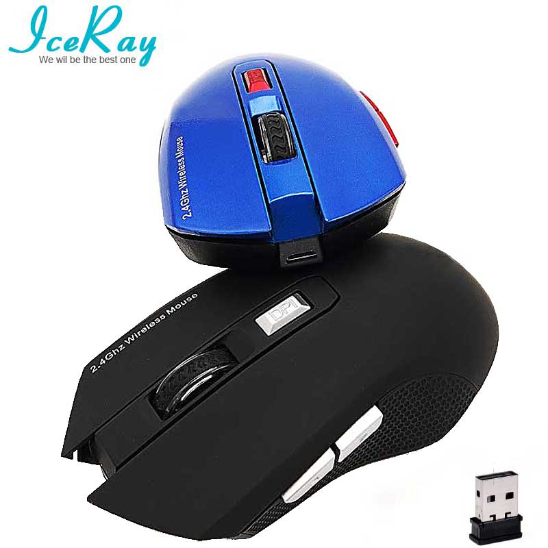 IceRay 2.4GHZ USB 6D Rechargeable Computer Gaming Wireless Mouse Mute Slient Click For PC LaPtop