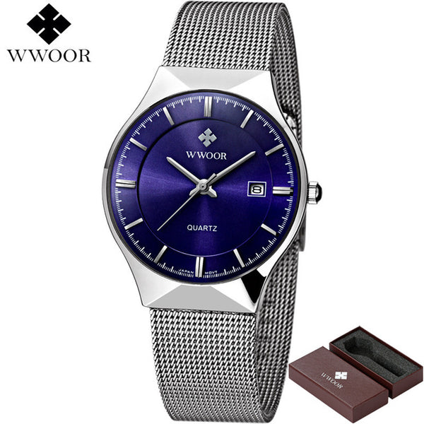 New Men Watches Top Brand Luxury 50m Waterproof Ultra Thin Date Clock Male Steel Strap Casual Quartz Watch Men Wrist Sport Watch