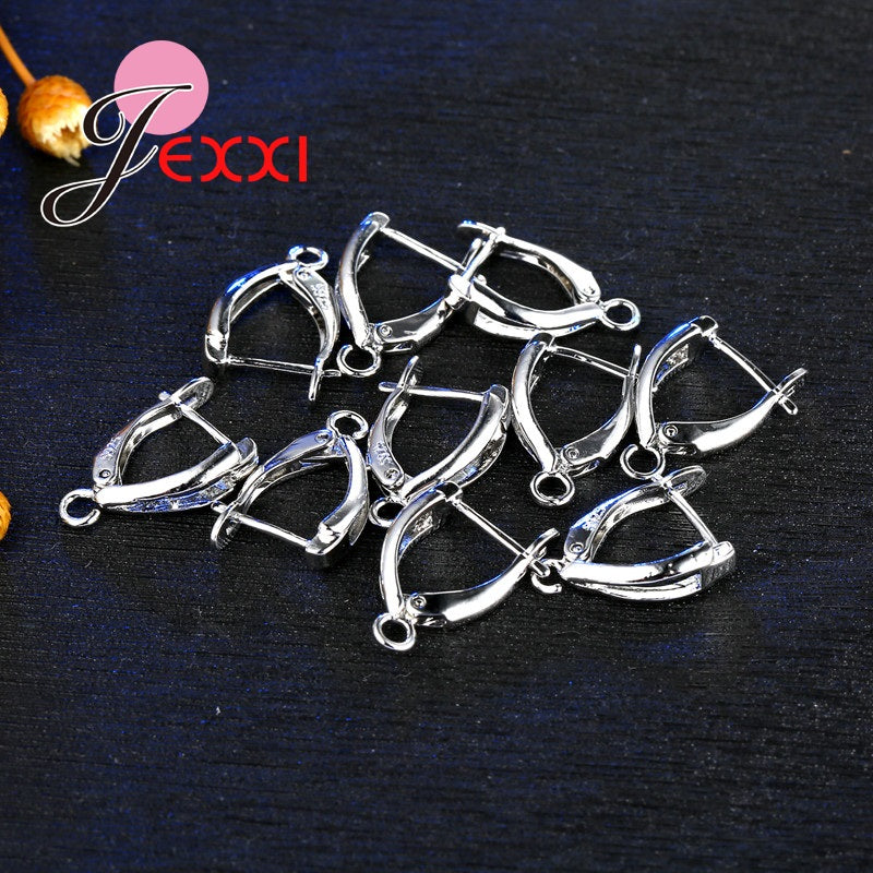 JEXXI Wholesale 20Pcs/Lot DIY Making Jewelry Earring Findings 925 Sterling Silver Ear Earwires Jewelry Accessory