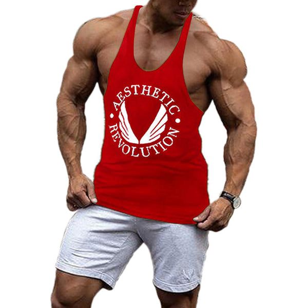 Hot Sell Men Boys Casual Revolution Printing Tank Top Vest Bodybuilding Stringers Vests Male Singlets Summer Modern Trend