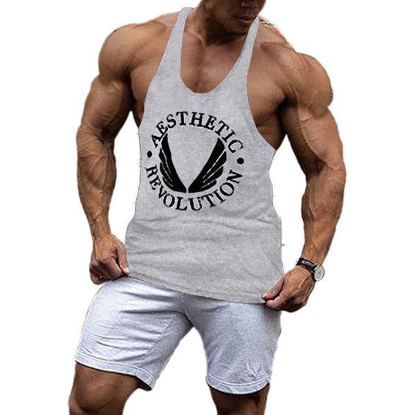 Hot Sell Men Boys Casual Revolution Printing Tank Top Vest Bodybuilding Stringers Vests Male Singlets Summer Modern Trend