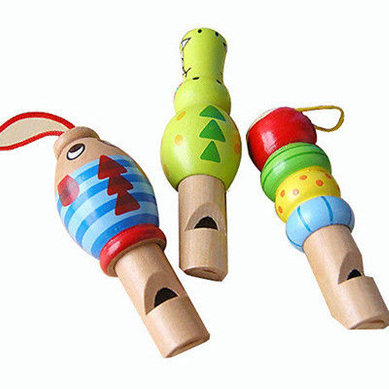 Baby Kids Children Random Lovely Wooden Cartoons Animal Whistle Educational Toys