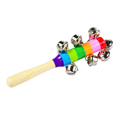 Colorful wooden bell  10 percussion string of bells ringing  Orff instruments Baby Rattles safety noice maker for baby sound