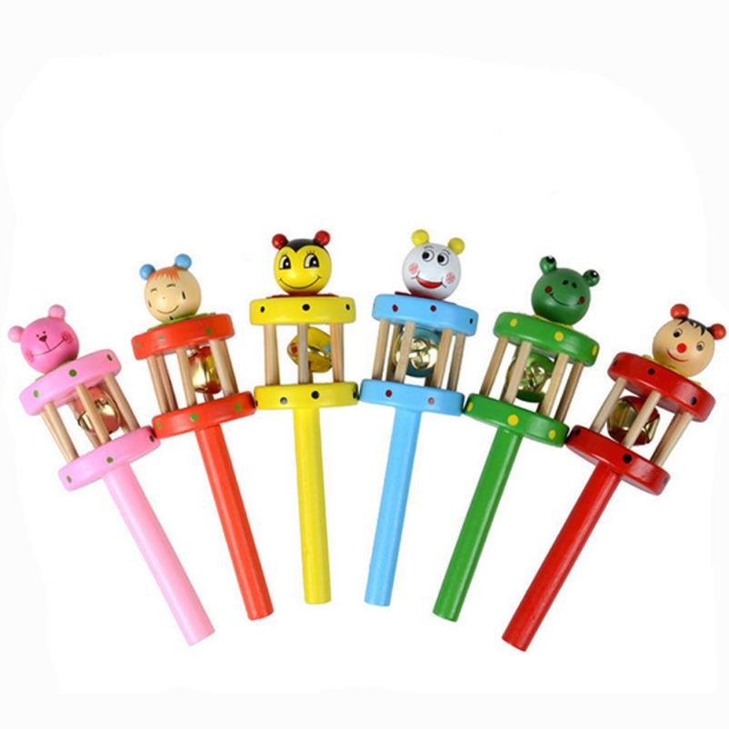 Baby Toy Cartoon Animal Wooden Handbell Musical Instrument Kids toy children Nose maker Wooden toy