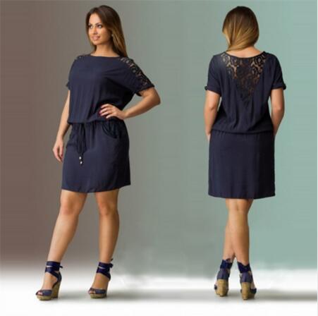 Women Summer Plus Size S-5XL Short Sleeve Lace Summer Dress 2017 New Knee-Length Dress party Dress vintage vestidos