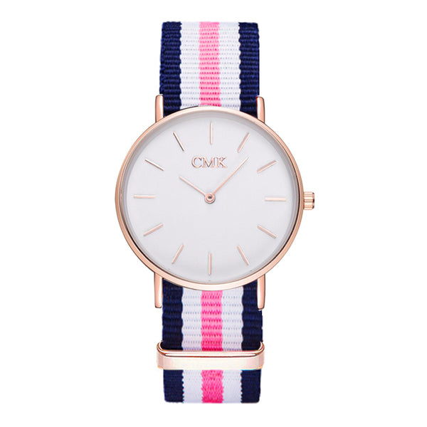 2017 Brand Clock Woven strap sports watches Metal button women's watch Casual Couple Various styles 18 color Quartz Wristwatches