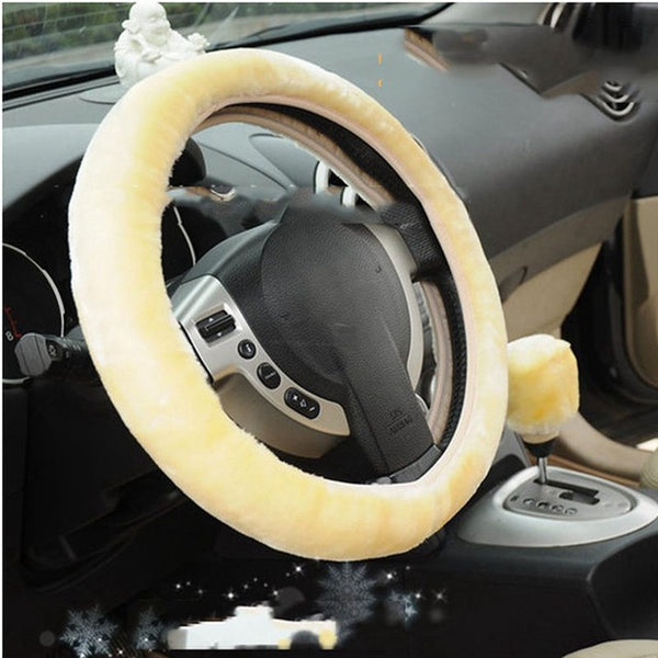 1 PCS Soft Warm Wool Plush Winter Car Steering Wheel Cover Universal Auto Supplies Car styling High Quality Car Accessories