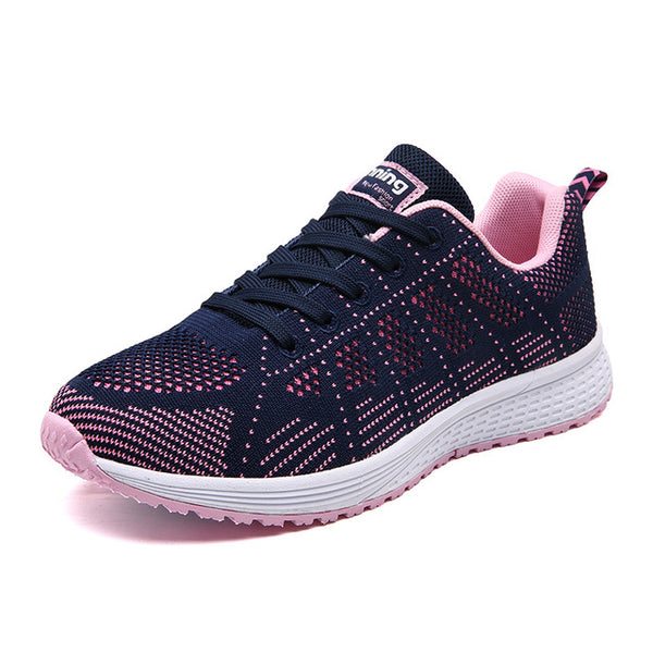 Fashion Women Shoes Breathable Air Mesh Trainers 2017 Spring New Low Toe Casual Shoes Striped Lace Up Women Shoes YD145