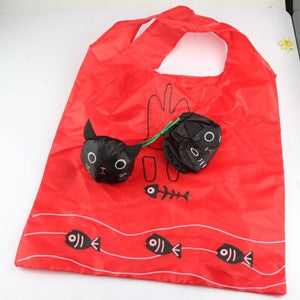 New 39.5X38CM 8Colors Cute Useful Animal Cat Fish Bone Nylon Foldable Eco Reusable Shopping Bags GB017