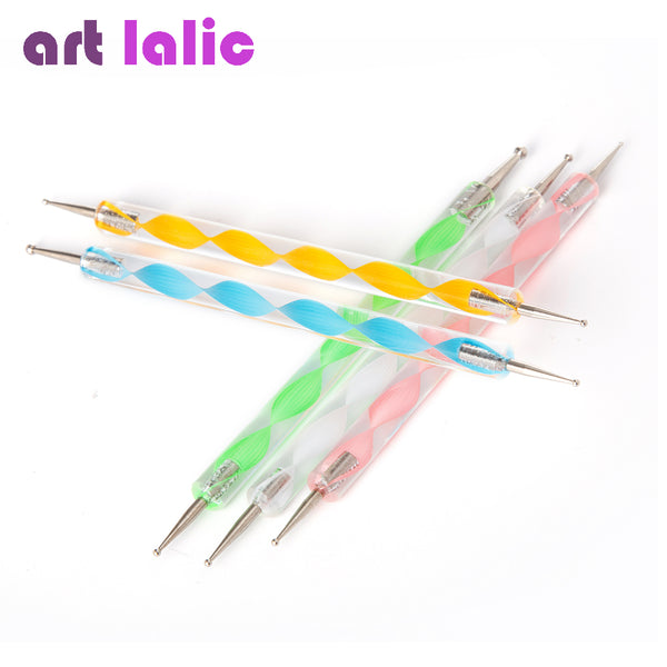 5 Pcs Professional 2-Way Nail Dotting Pen Marbleizing Painting Nail Tool Nail Art Pen Set For UV Gel Nail Tool