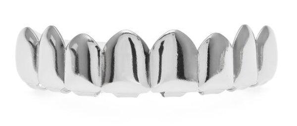 Gold Finish Grills Set Eight 8 Top Teeth & Six 6 Bottom Tooth Plain Hip Hop Grills New High Quality Christmas Halloween Gift