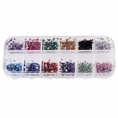 2800pcs Nail Art Rhinestones Decorations 1.5mm Round Glitters 3D Crystal DIY Nail Design Decorations With Hard Case