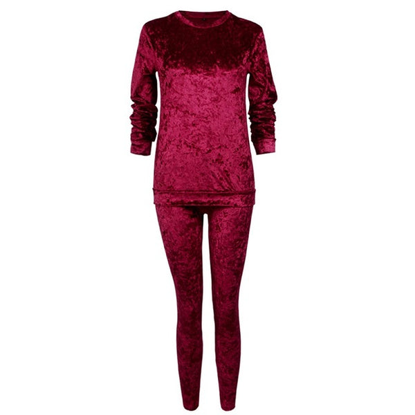 EIFFTER Sexy Women Suits New Autumn Winter Fashion Velvet Long Sleeve Women 2 Piece Set Slim Pants Suits+Hoodies Sets 0226