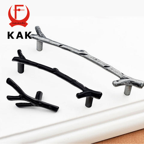 KAK Creative Black Silver Tree Branch Handles 96mm 128mm Kitchen Cabinet Drawer Door Handles Pulls Knobs  Furniture Hardware