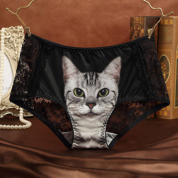 Cats Underwear Women Briefs Sexy Lace Seamless Anti Emptied 3D Short Pants Pink Panty Breathable Underpants Pussy Women Panties