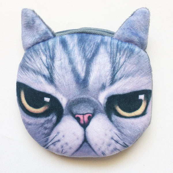 2017 New Cartoon Coin Wallet For Children 3D Cute Cat Face Coin Purse Female Money Storage Pouch Women Zipper Coin Bag