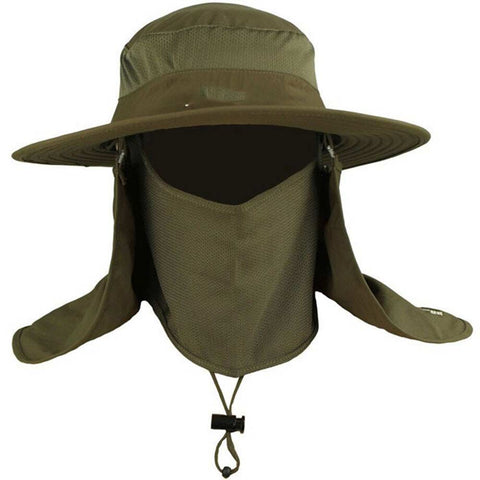 Mens Fishing Hat Round Edges Cap Camping Hat Sun UV Protection Summer Bucket Cap with Neck Face Curtain Breathable Visors