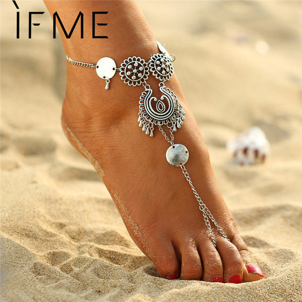 New Fashion Bohemian Turkish Eye Stone Pendant Beach Anklets Bracelets for Women Chains Foot Jewelry Summer Accessories