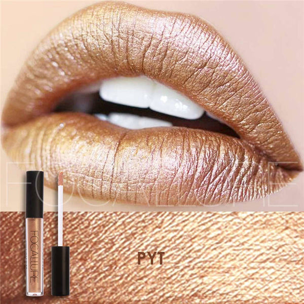 Focallure Brand Waterproof Matte Lipsticks Pro Makeup Cosmetic Long-lasting Lip Gloss Metal Shimmer Lip Cream Liquid Tint