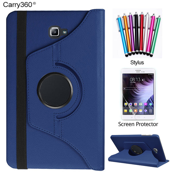 Carry360 For Samsung Galaxy Tab A 10.1 2016 Case 360 Degrees Rotating Stand Tablet Cover + Screen Protector + stylus