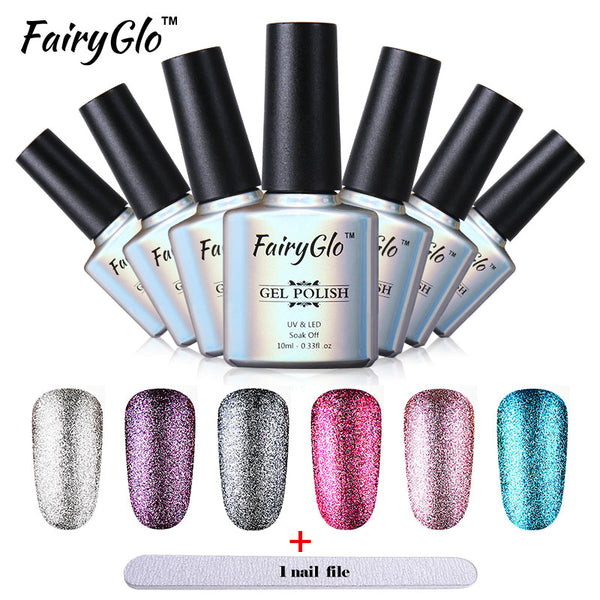 FairyGlo Platinum Gel Polish Tool Set 1pcs Nail Gel +1 pcs Buffer File Nail Tool Kit Vernis Semi Permanent Bling Color Gel Set