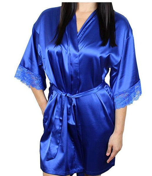 Mid-sleeve sexy women nightwear robes plus size M L XL XXL lace real silk female bathrobes free shipping 2015 vs brand hot