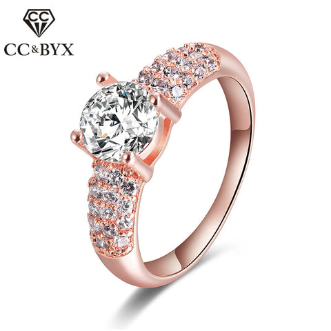 Fine Rose Gold Color Rings for Women Trendy Vintage Wedding Engagement Rings Fashion Jewelry Accessories Wedding Bands 18KR003