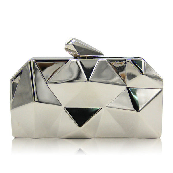 Milisente Handbags Women Metal Clutches Top Quality Hexagon Mini Party Black Evening Purse Silver Bags Gold Box Clutch