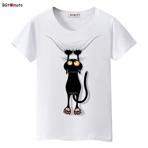 BGtomato Hot sale summer naughty black cat 3D T-shirt women lovely cartoon shirts Good quality original brand tees casual tops